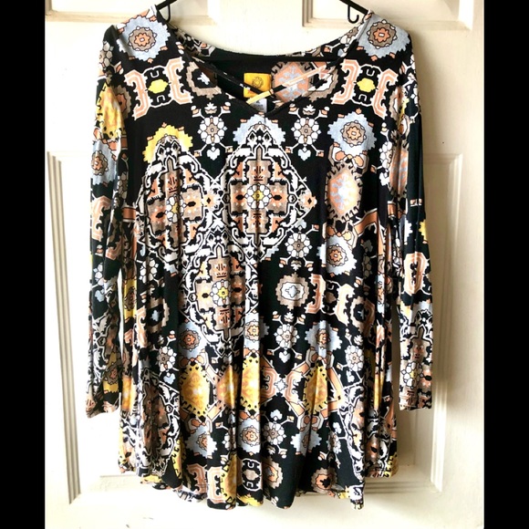 🌺 Ruby Rd. Multicolor Patterned Blouse XL - Picture 1 of 4